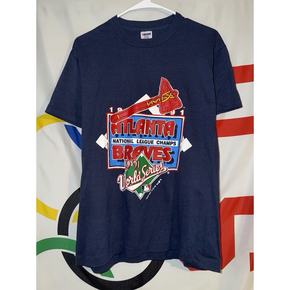Vintage Trench Atlanta Braves T Shirt Medium 1991 World Series MLB Baseball